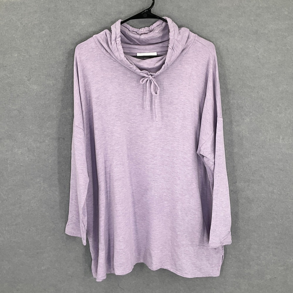 Pure Jill Eco Terry XL‎ Petite Purple Cowl Neck Long Sleeve Tunic Cozy Top